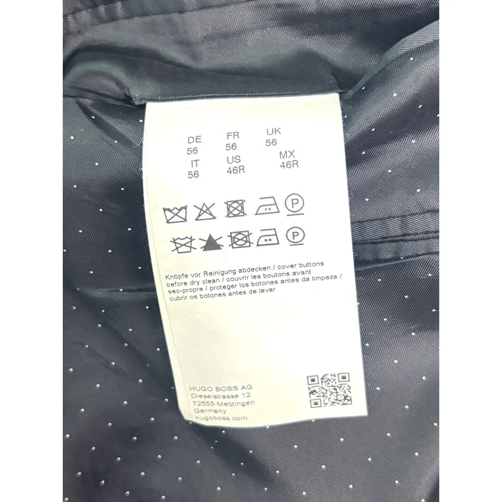 Hugo Boss 46R Black Raye7 Hopsack Blazer Jacket Sport‎ Suit Coat Extra Slim Fit